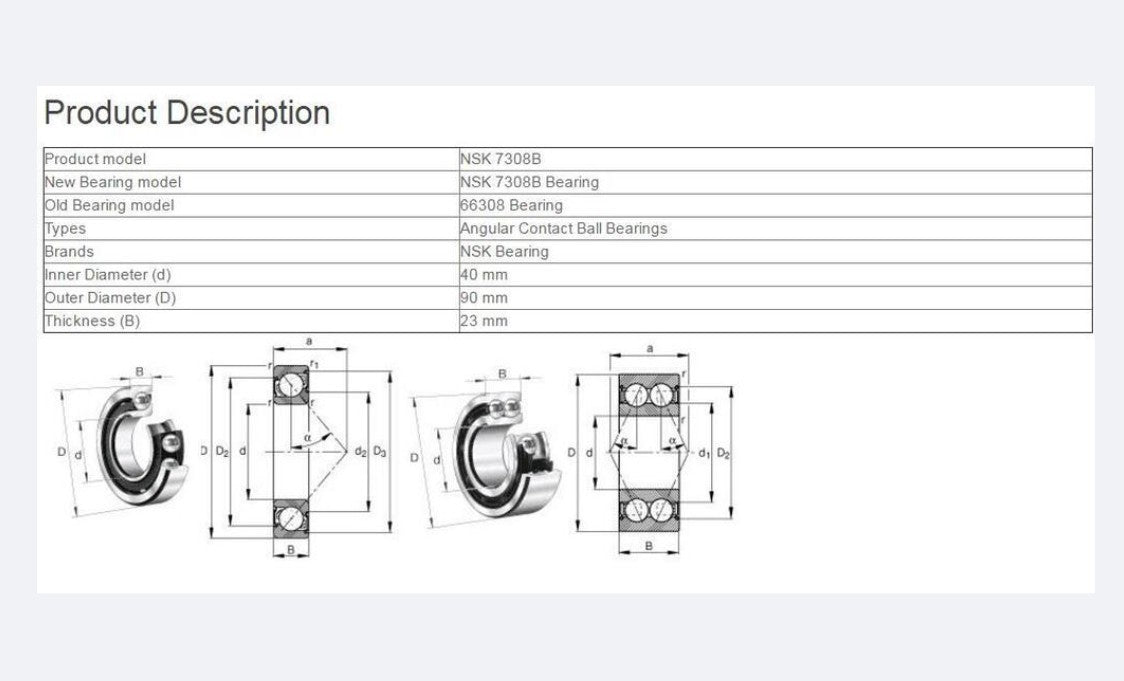 1pcs  NSK 7308B Angular Contact Ball Bearings 40x90x23 mm