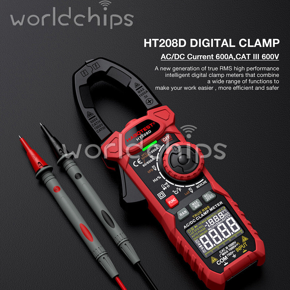 HABOTEST HT208A/D AC/DC Digital Clamp Meter Multimeter Capacitance Ohm Hz Tester
