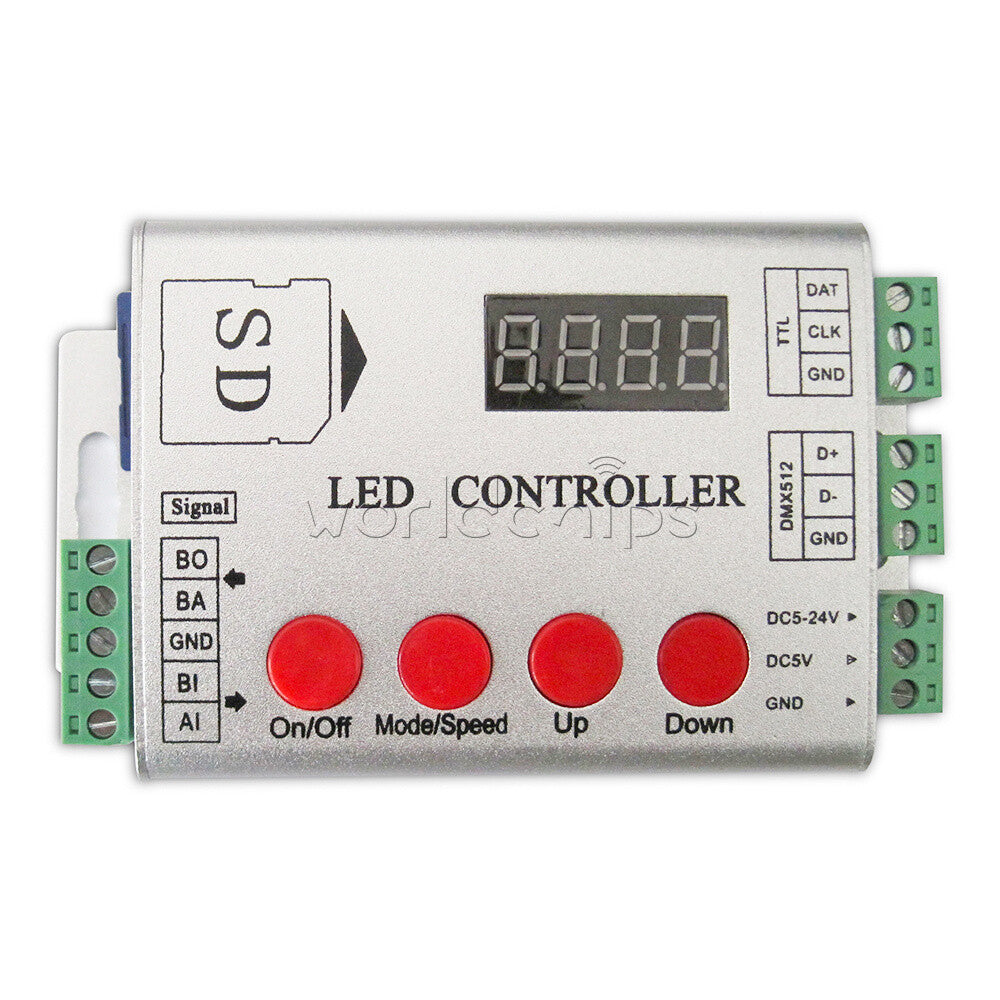 DC5-12V LED Full Color Single Port Max 2048pixel Display Light Source Controller