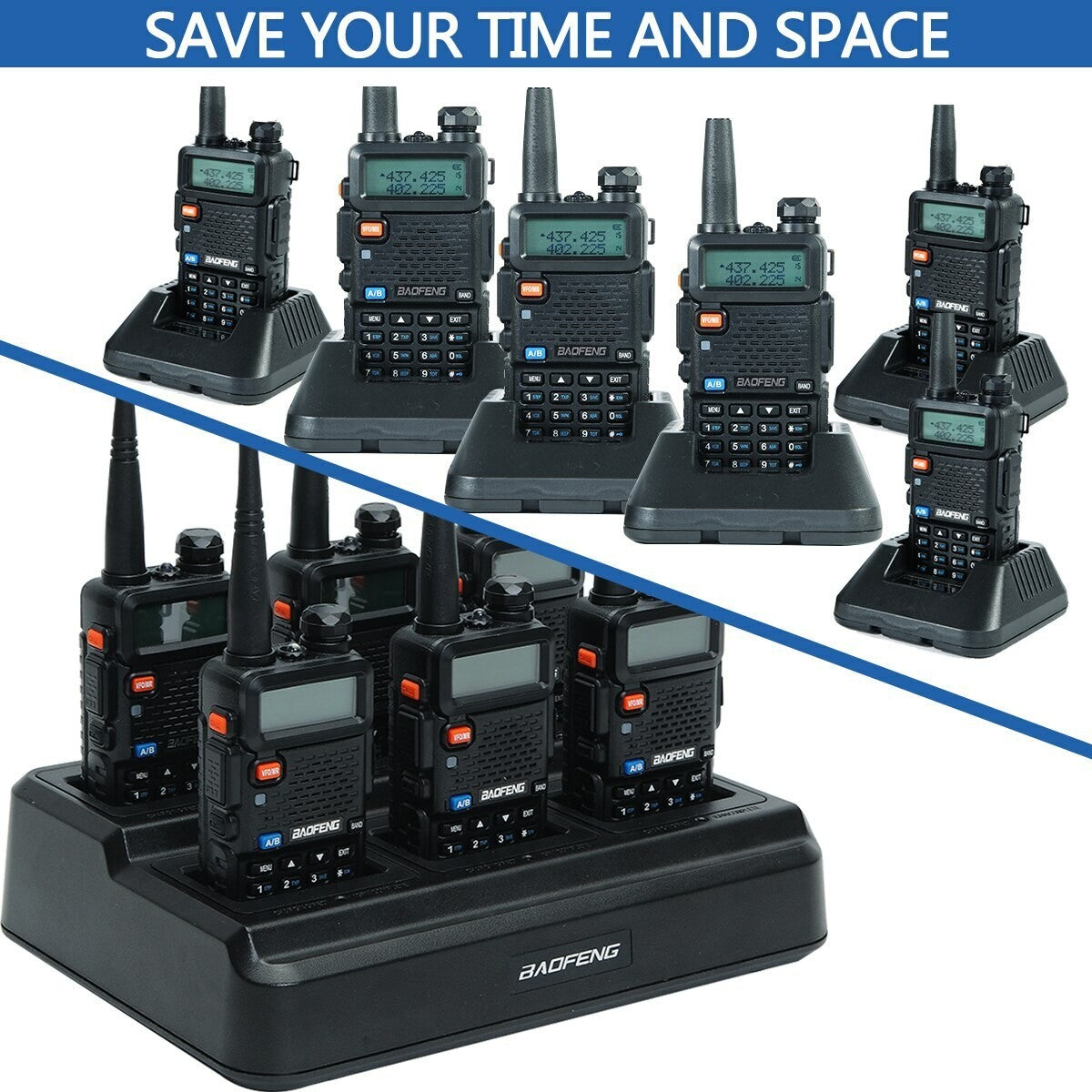 Baofeng Six Way Multi Unit Charger Two Way Radio Charger Station for BF UV-5R