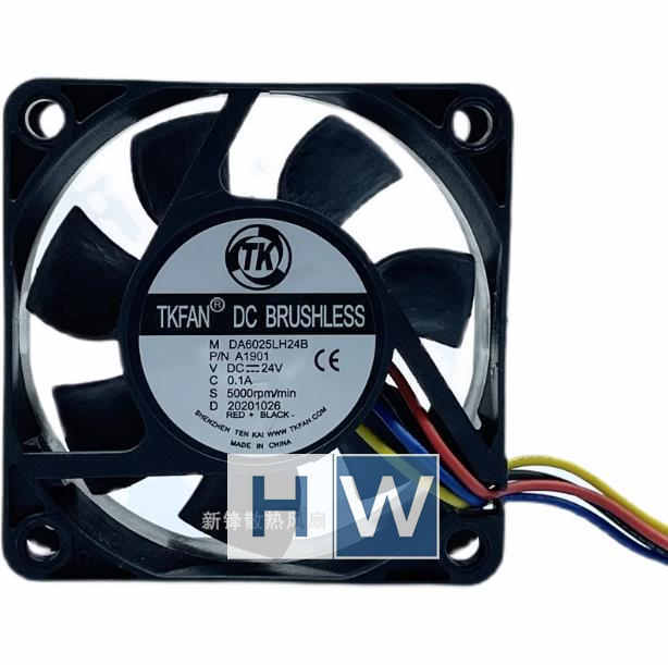 1PC TKFAN DA6025LH24B DC24V 0.1A 5000rpm 6cm 4-wire PWM 2-wire Cooling Fan