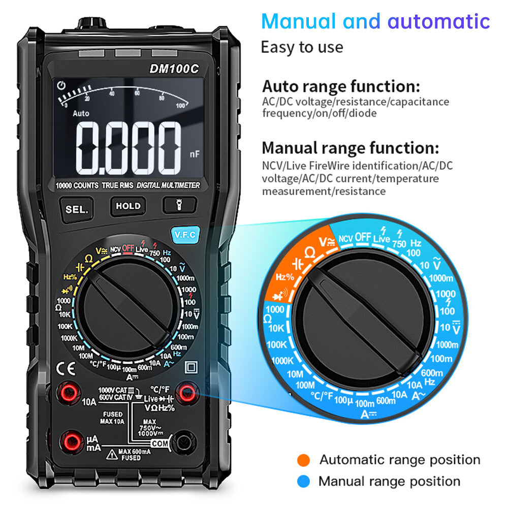DM100C VFC Frequency Change Meter AC/DC Voltage Current Multimeter 10000 Count