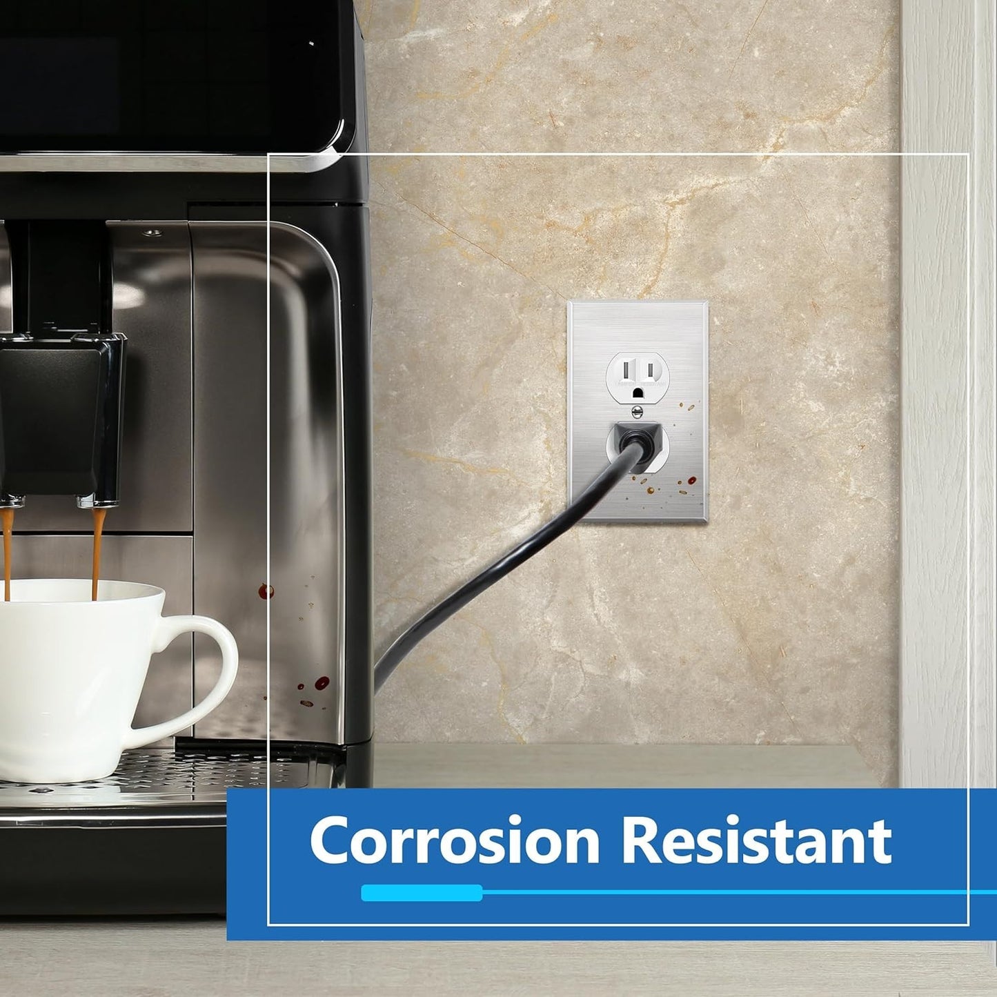 LIDER Duplex Receptacle Metal Wall Plate, Impact and Corrosion Resistant, Metal