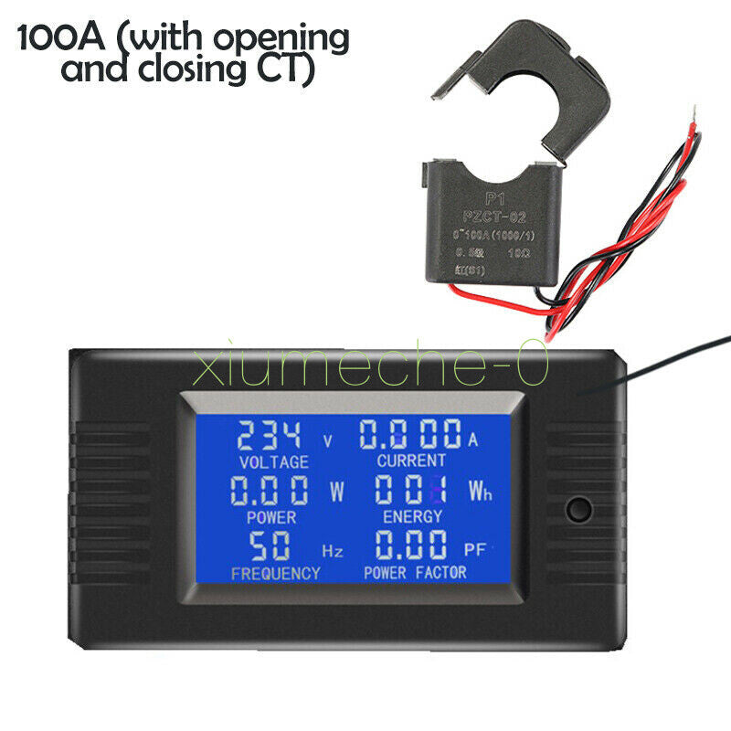 AC 80~260V 100A Single Phase Digital Ampermeter Power Energy Voltmeter Ammeter M
