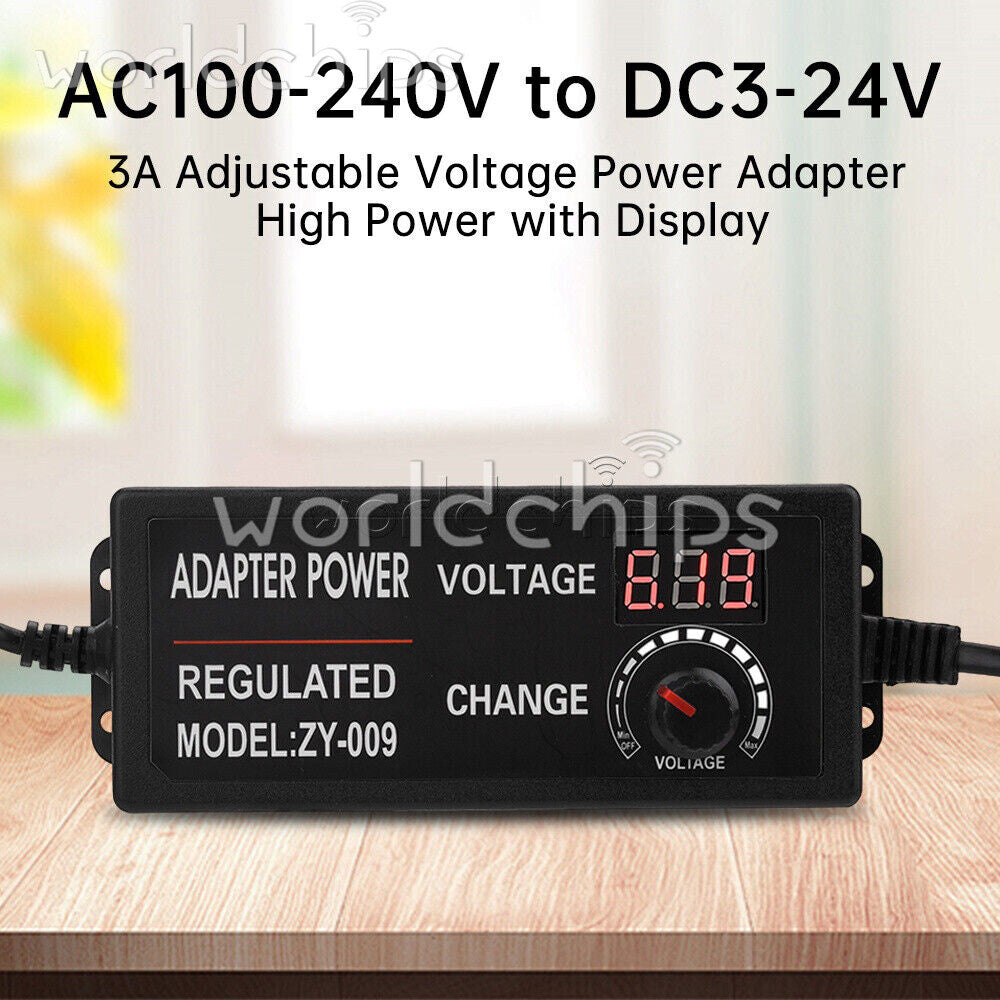 AC100-240V to DC3-24V 3A 5A Adjustable Voltage Power Adapter Switch Power Supply