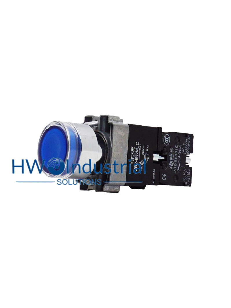 1PC LED Light Self Reset Button Switch XB2BW36M1C XB2-BW36M1C Blue 1NO 220V