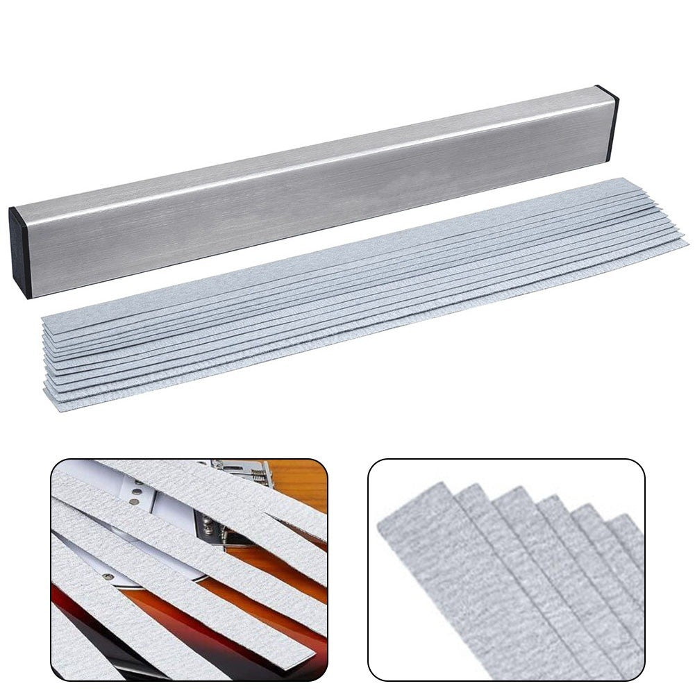 Guitar Luthier Essential Neck Fret Beam Leveling Bar with 6PCS Sanding Sheets