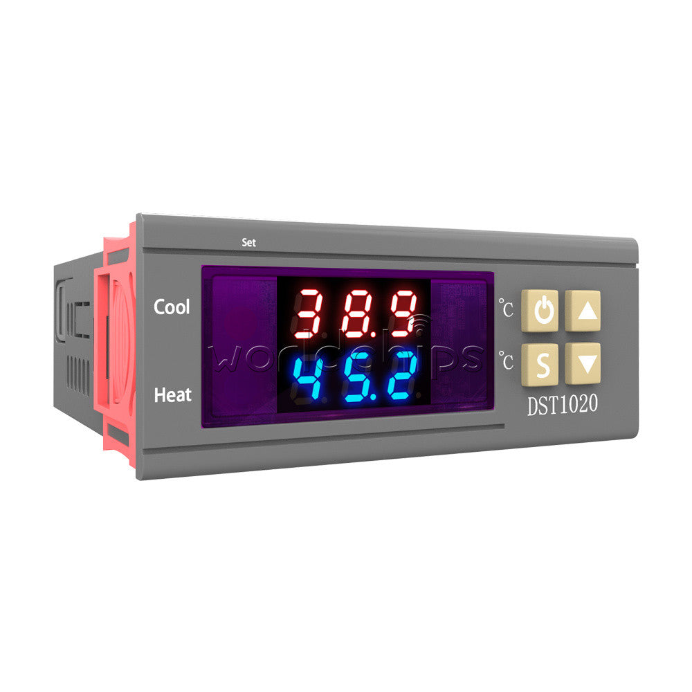 AC110-230V Digital DST1020 Dual Display Thermostat Temperature Controll  DS18B20