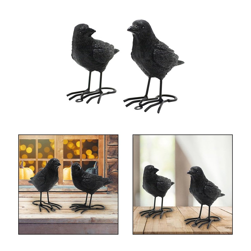 Unique Design Crow Figurines Set of Two Perfect for Creative Interiors