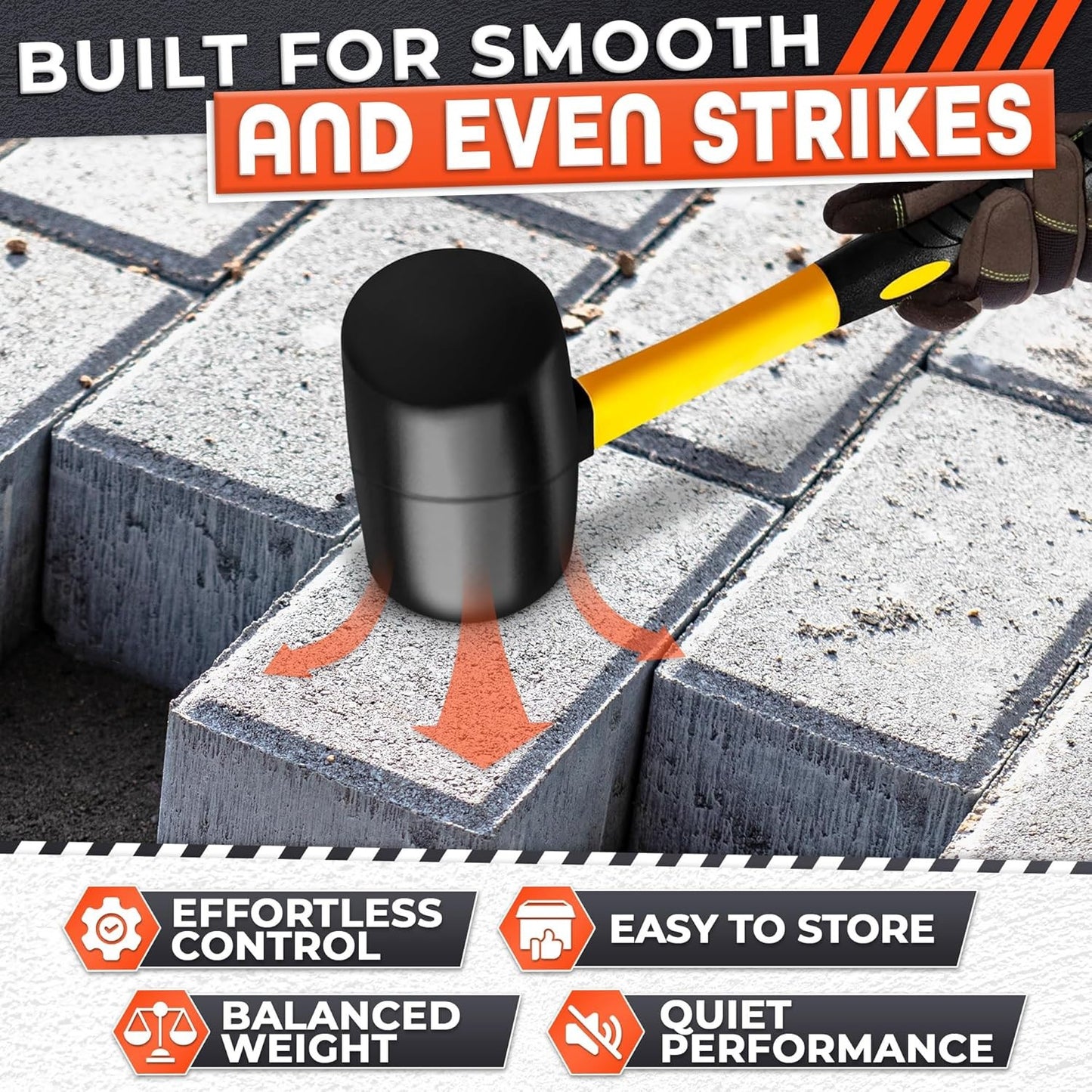 24 Oz Rubber Mallet Hammer for Woodworking, Flooring, Tiling, Camping and More -