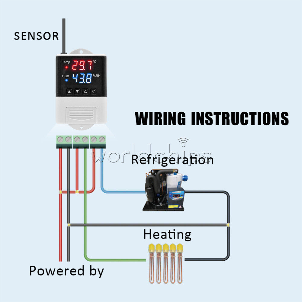 AC110V-220V LED Temperature Humidity Controller Thermostat Digital SHT20 Sensor