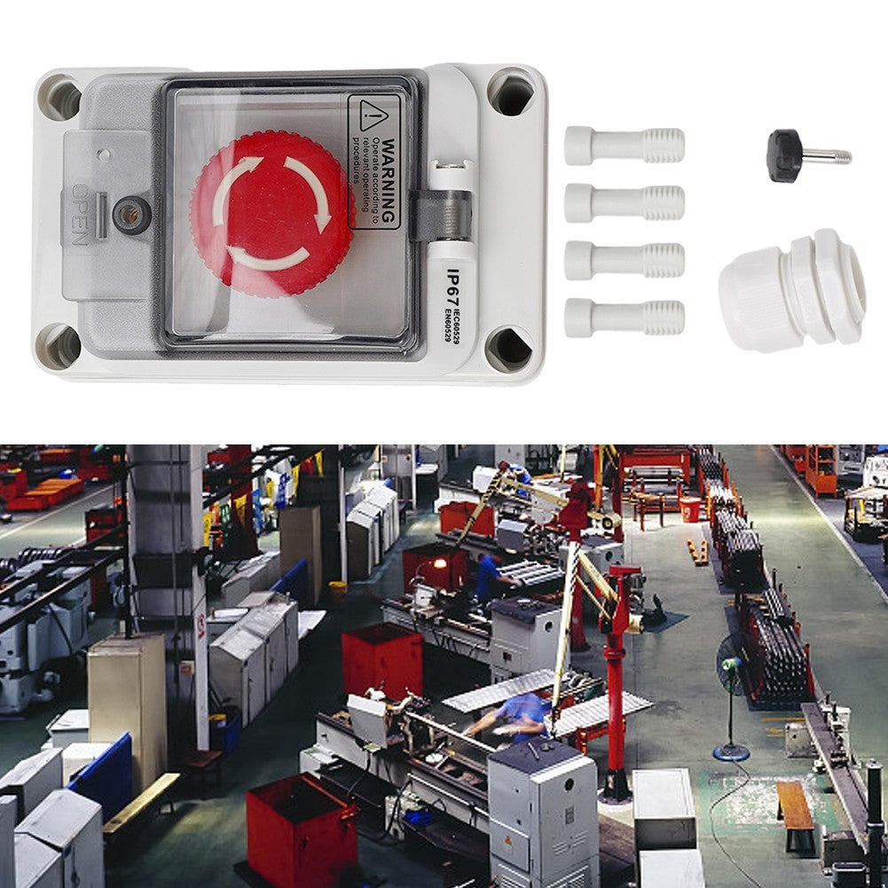 1pcs  Stop Button-Box 130*80*100mm Outlet Hole 22 With Connector