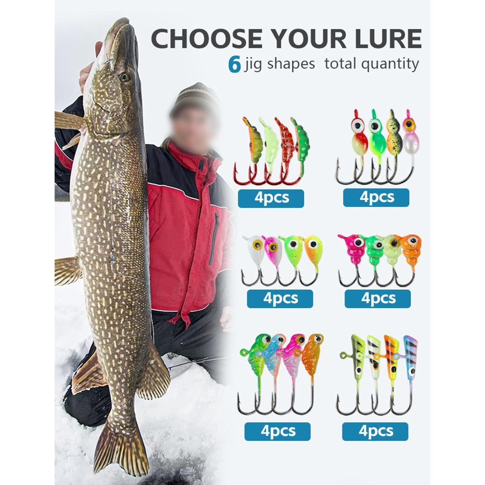 Ice Fishing Jigs 28pcs Small Perch Jigging Sinking Lures for Pike Fishing