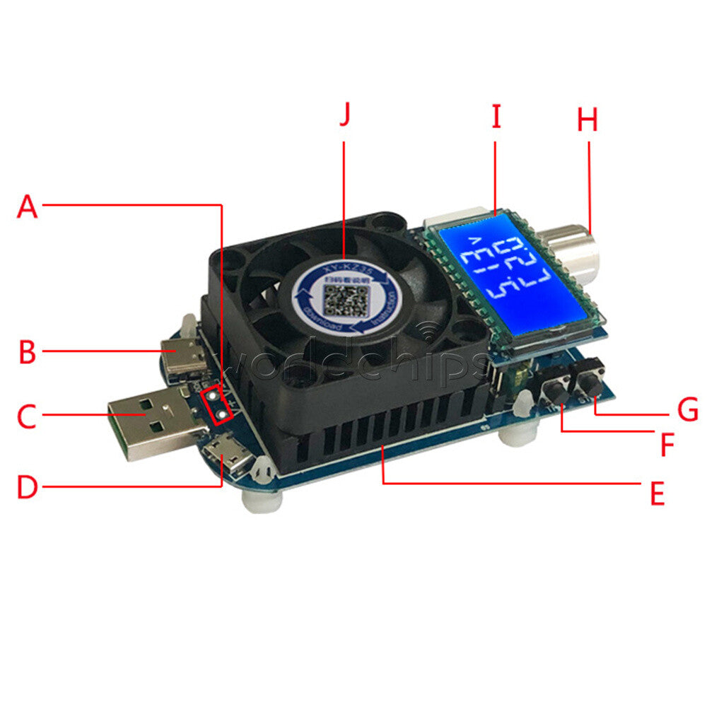 DC4-25V 5A 35W / 4A 25W Constant Current Electronic Load Power Supply Meter