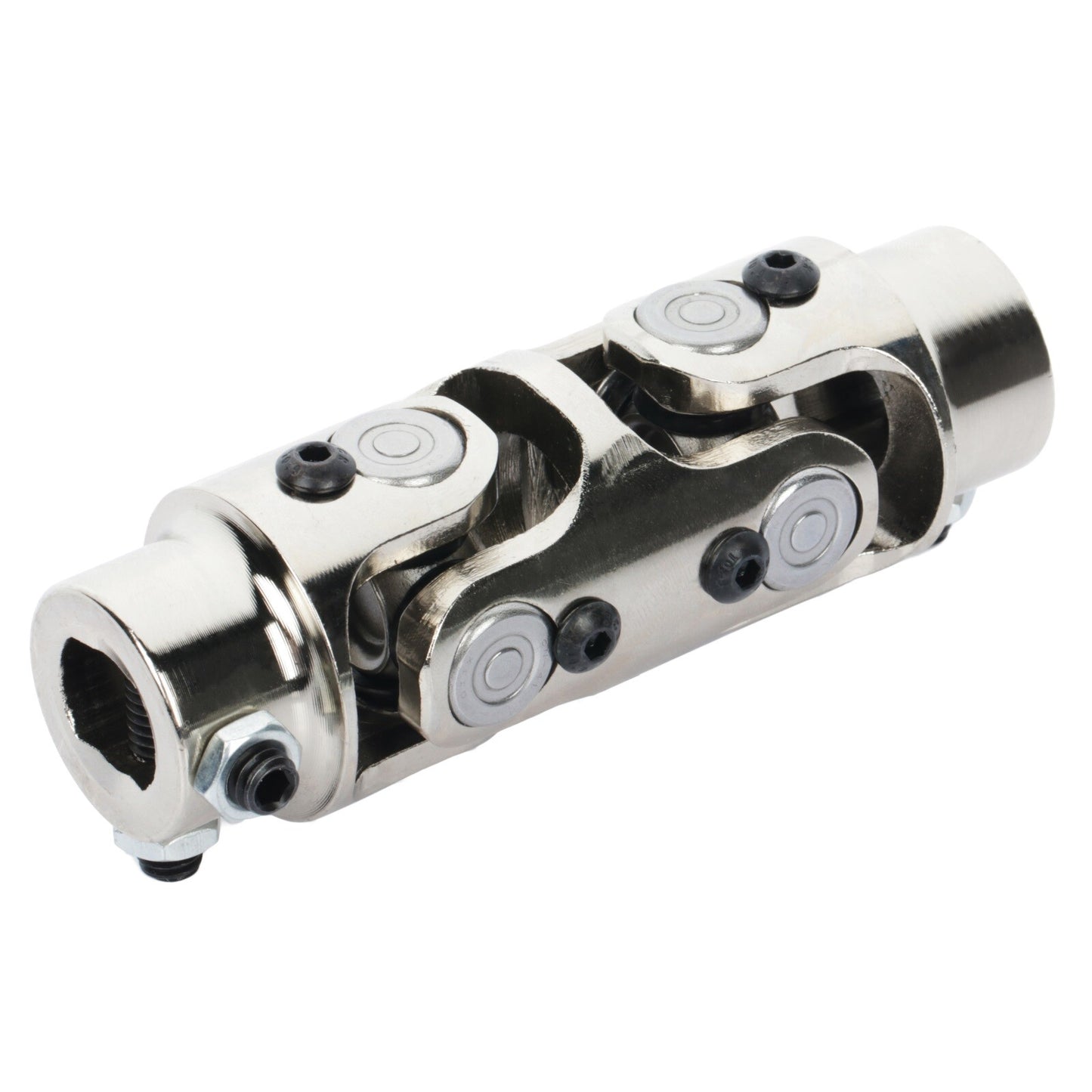 3/4" DD x 3/4" DD Universal Steering U-Joint Chrome Steel Double Shaft Coupler