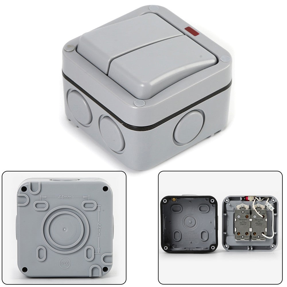 Outdoor Switch 2-Gang Weatherproof 20A 44mm IP66 Outdoor Switch Switch