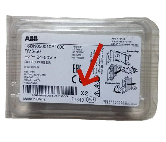 2/Pieces RV5/50 24-50AC/DC ABB Contactor 1SBN050010R1000 Surge Suppressor