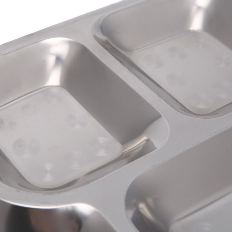 Stainless Steel Kids Snack Tray School  Food Lunch Box Plate 4/5/6 Grids