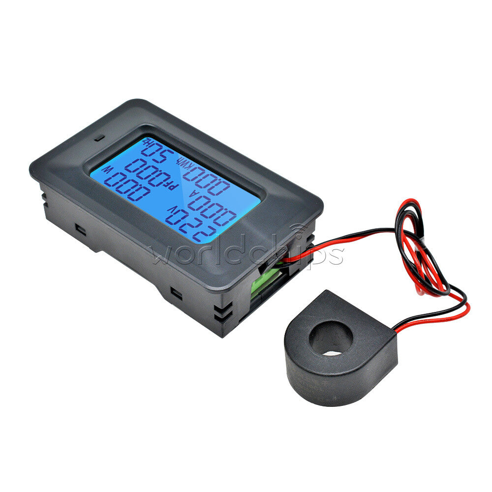 100A 110V-250V Current 6-in-1 Digital LCD Panel Power Monitor Ammeter Voltmeter