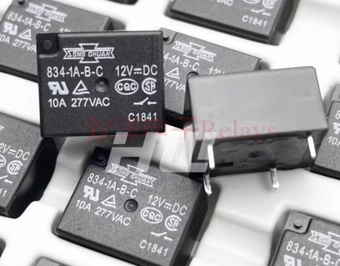 5Pcs   834-1A-B-C 12VDC 10A277VAC Electromagnetic Signal Relay