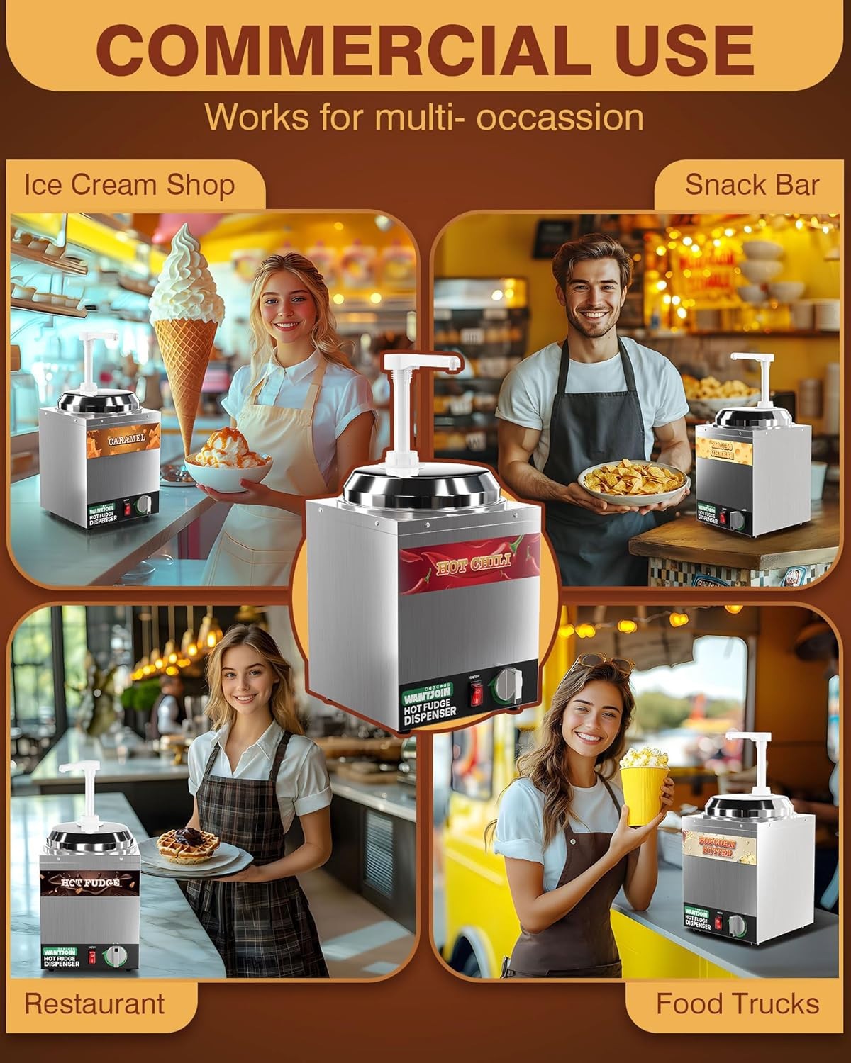 2.8Qt Nacho Cheese Dispenser with Pump - 5-Level Temperature Adjustment