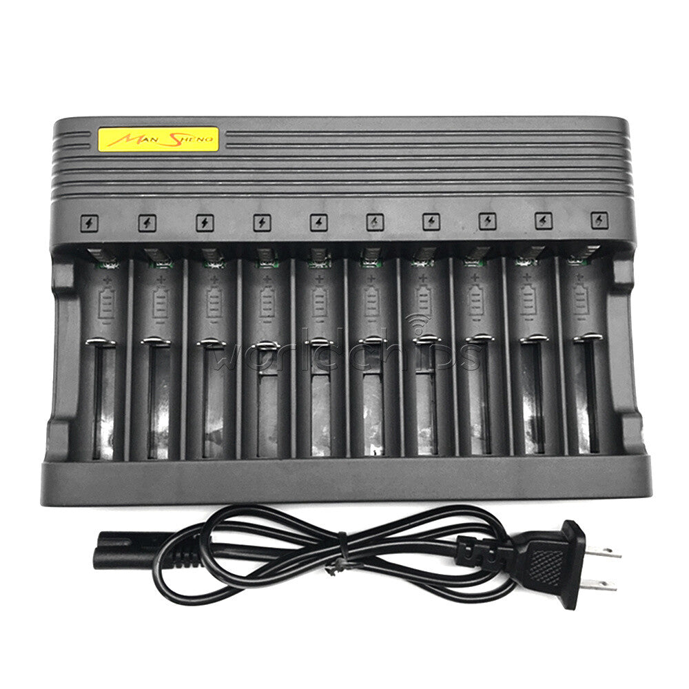 USB 10 slots Li-ion Battery Charger Smart Li-ion Charging for 14500 16350 18500