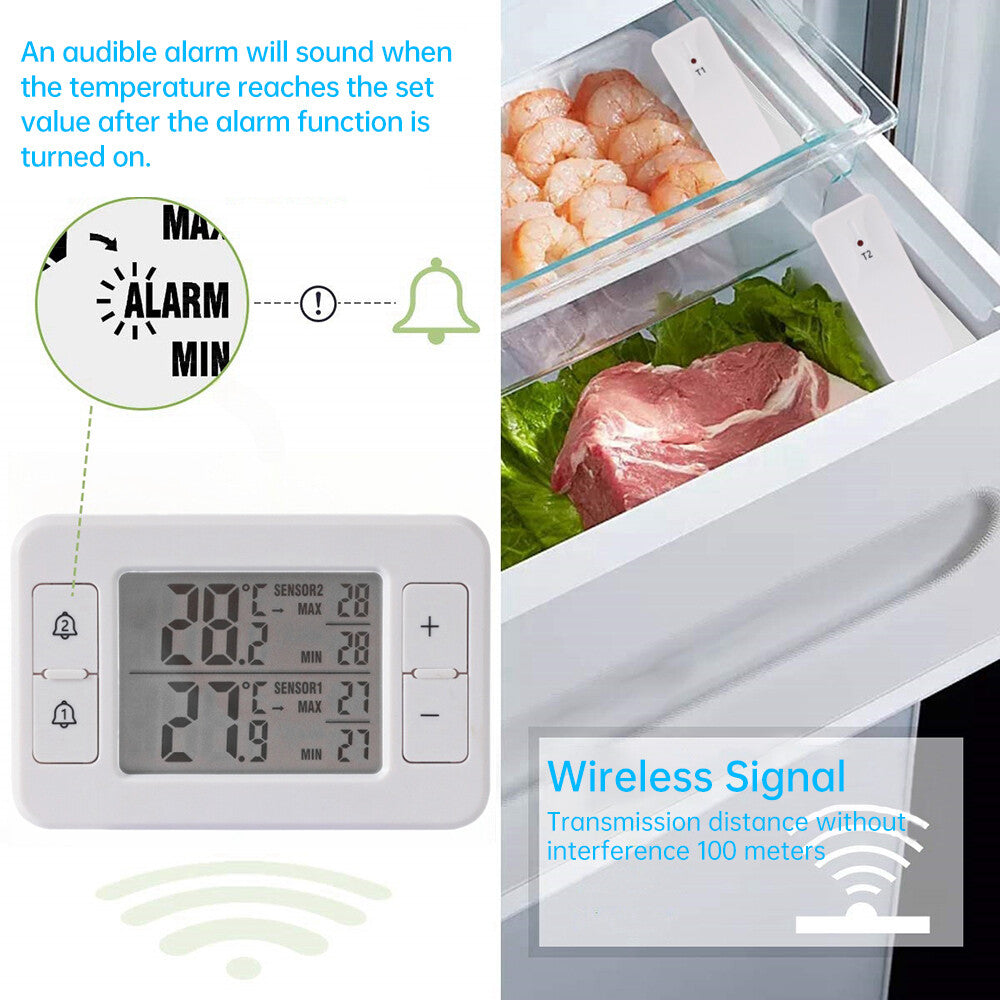 Digital LCD Fridge Thermometer Magnetic Home Refrigerator Thermometer with Alarm