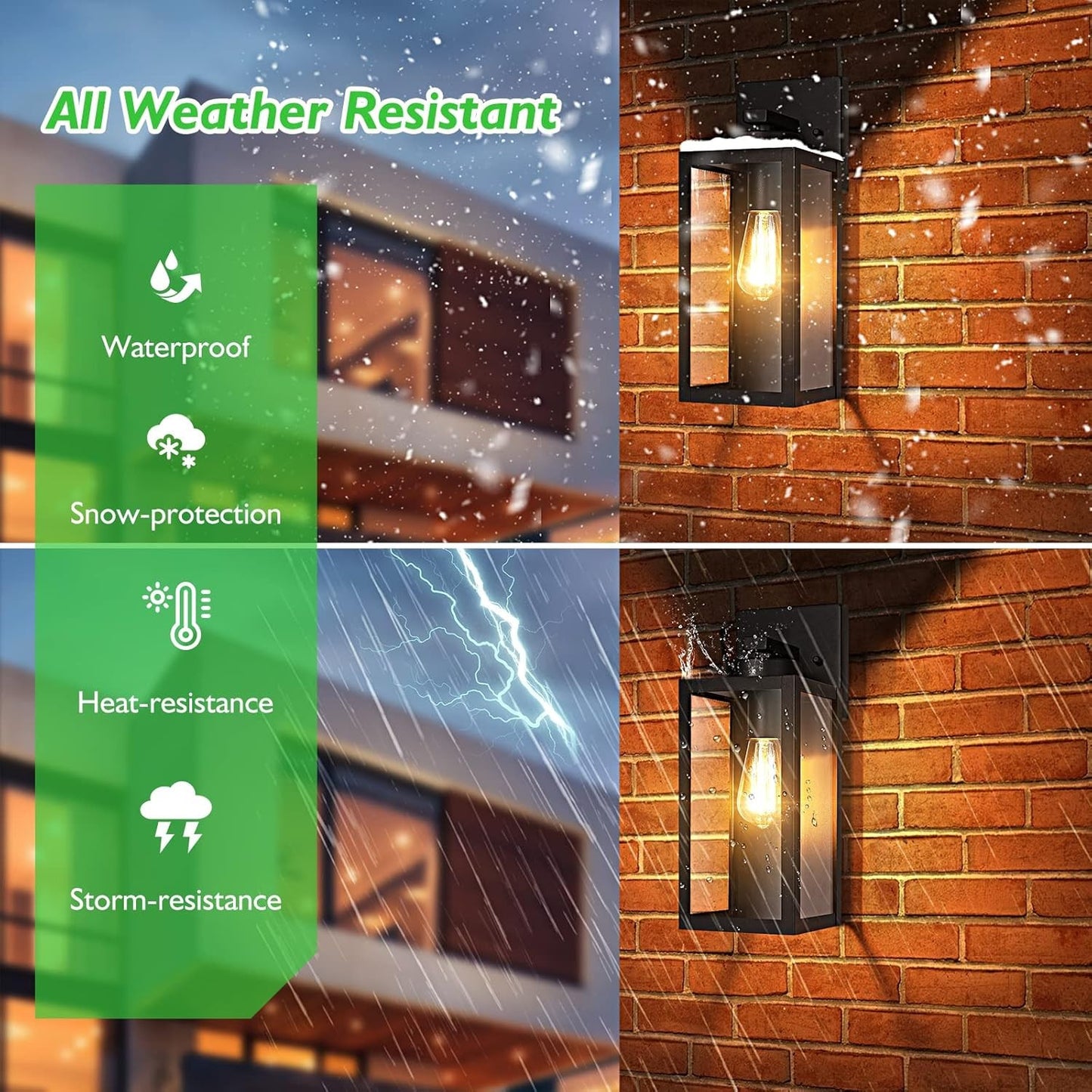 Outdoor Wall Mount Lantern,Waterproof,Matte Black Finish,Glass Shade, E26 Socket