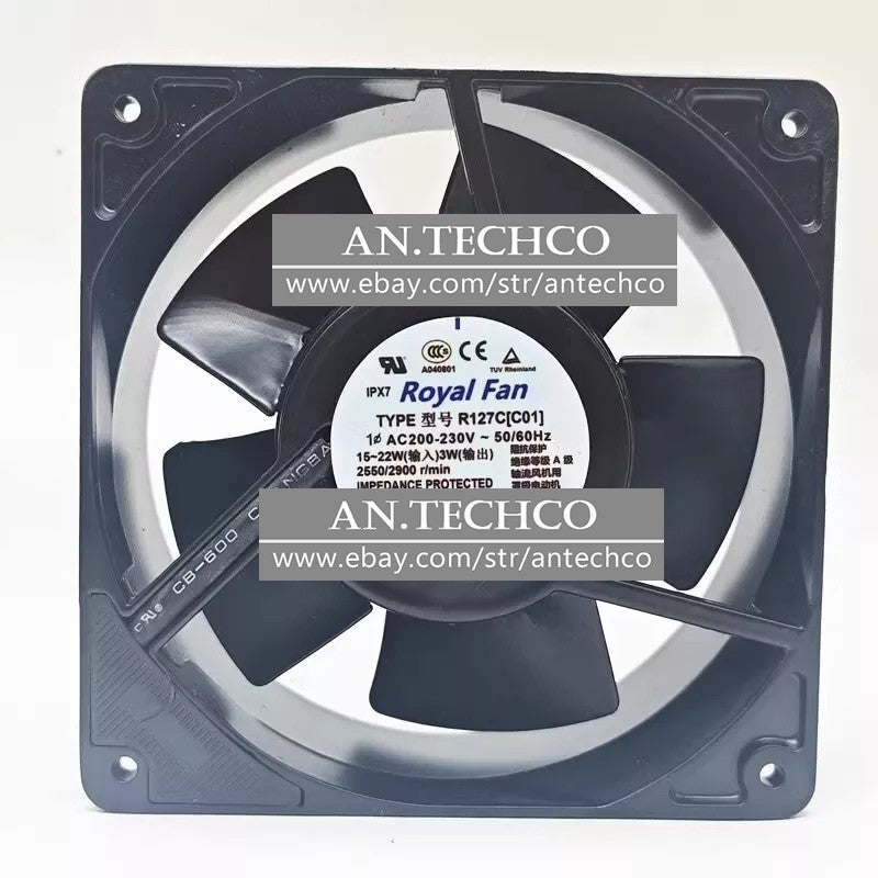 ROYAL FAN TYPE R127C(C01) AC200-230V 15-22W 12CM High Temperature Cooling Fan