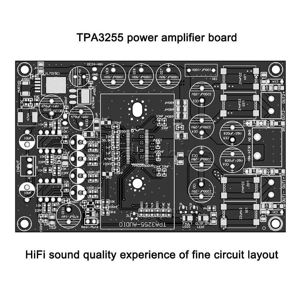 TPA3255 HIFI Stereo 600W Class D 2.0 Channel Audio Power Amplifier Board DC48V