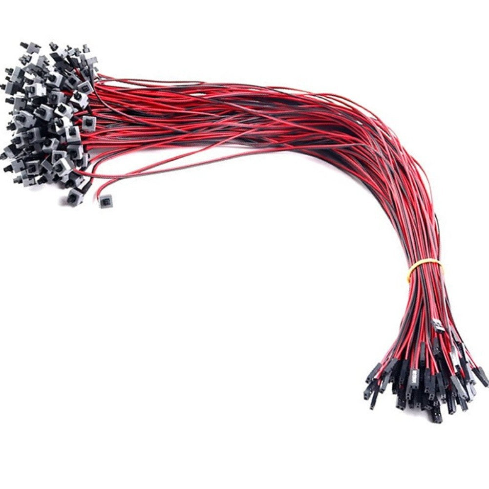 50PCS Computer Power Reset Switch Cable with Red Black Color for Motherboards