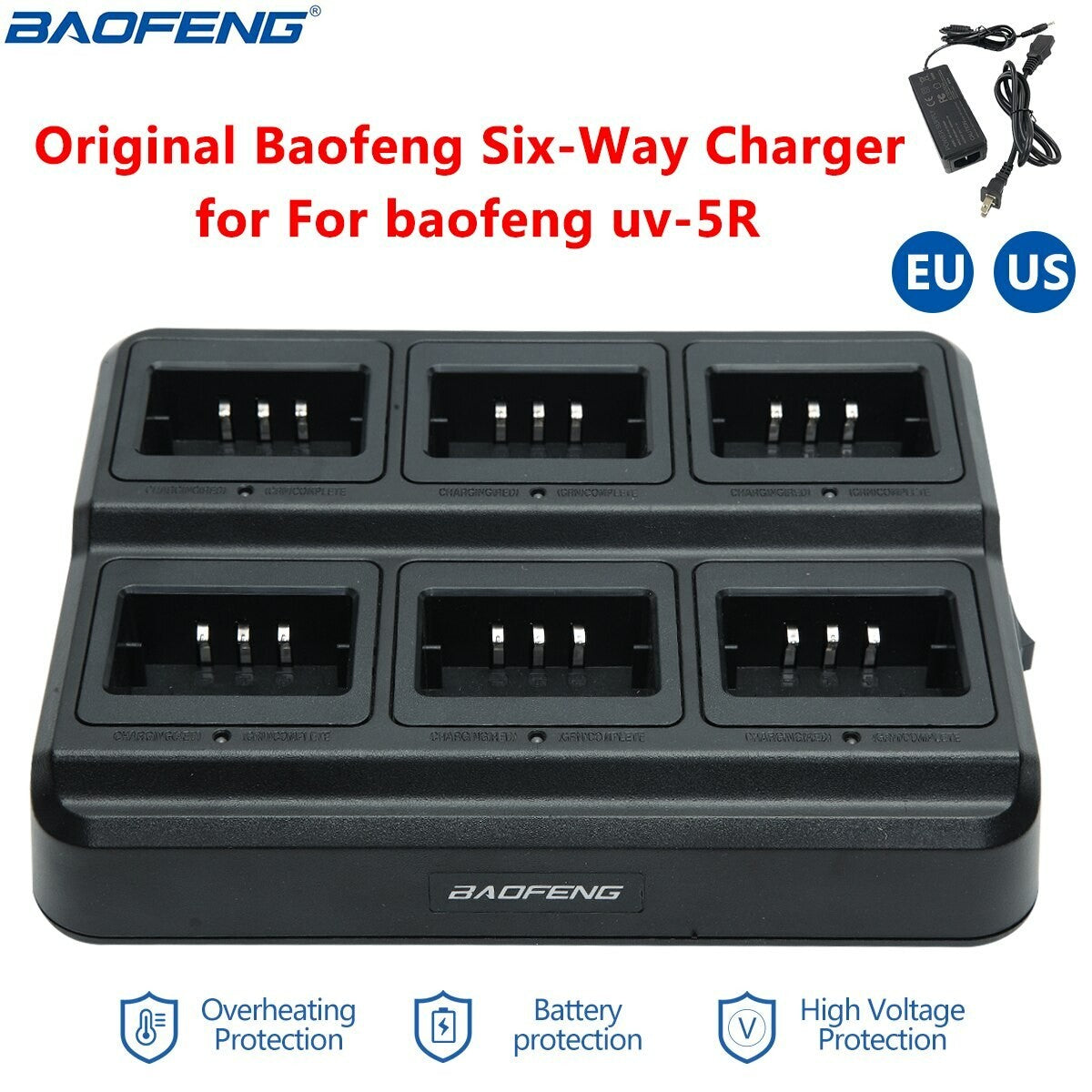 Baofeng Six Way Multi Unit Charger Two Way Radio Charger Station for BF UV-5R