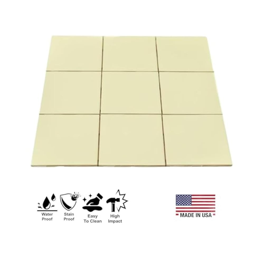 4 1/4 Inch Gloss Ceramic Tile, Buttermilk, Box of 10, for Backsplash