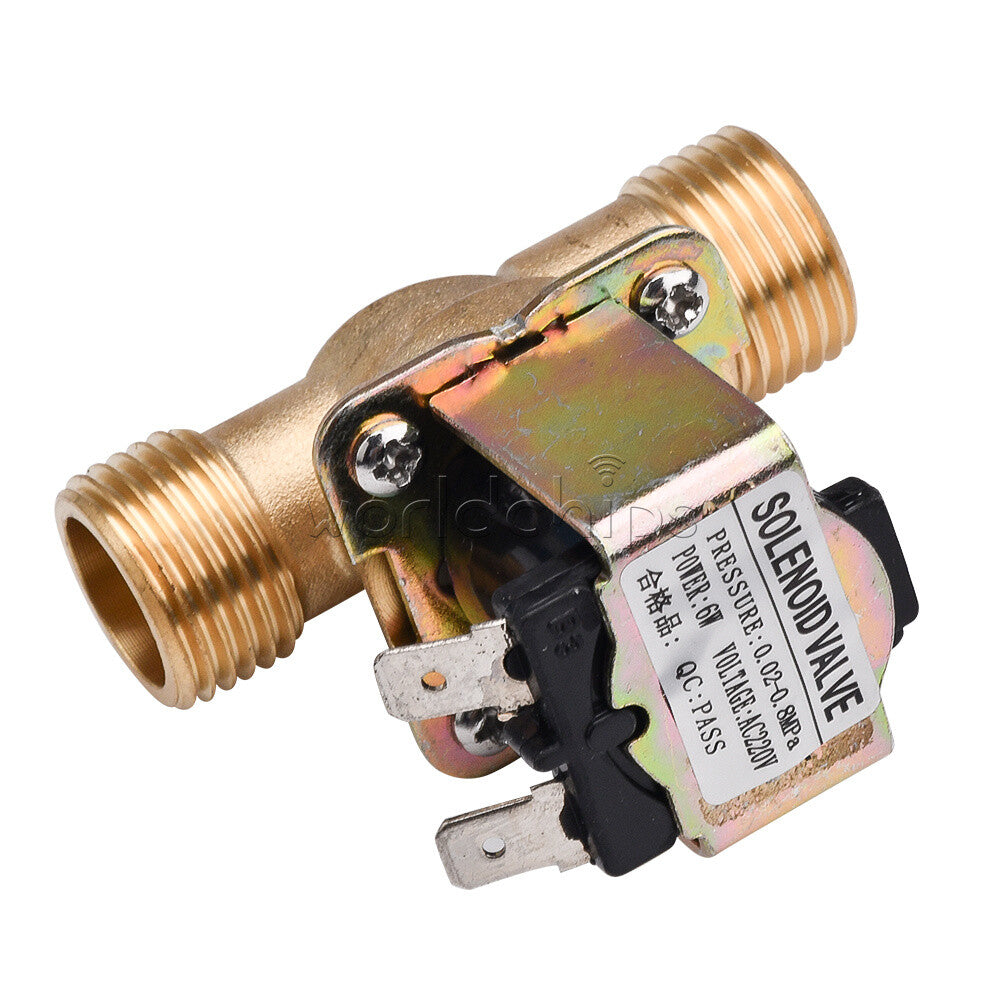 G1/2 Brass Electric Solenoid Valve N/C 12V 24V 220V Water Air Inlet Flow Switch