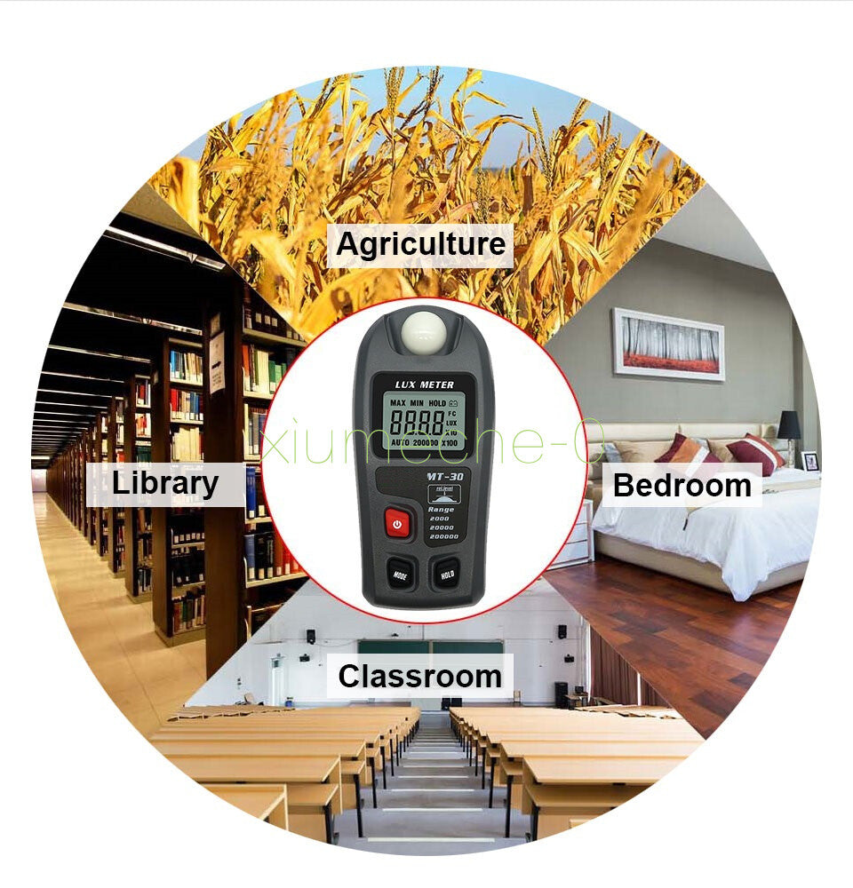 0~200,000lux Range Light Meter Illuminometer lux/fc Photometer Tester