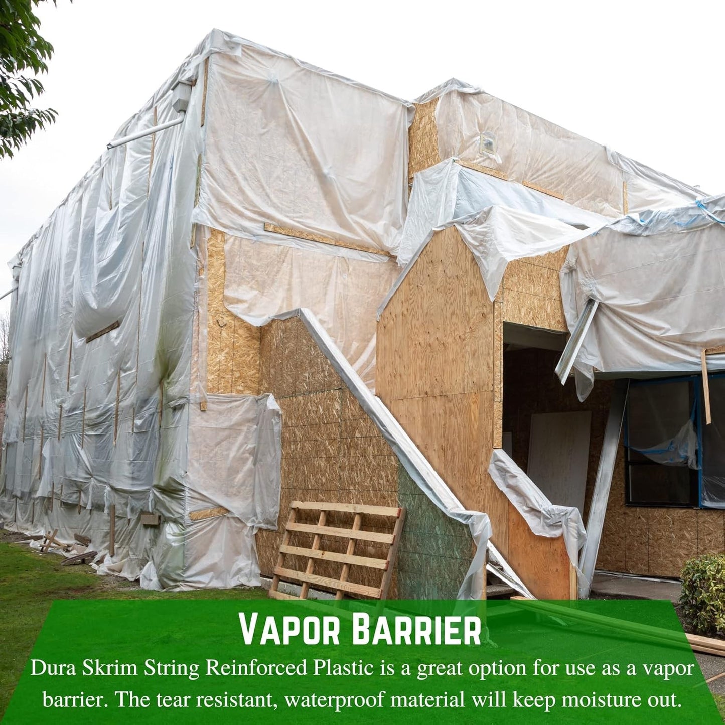 Reinforced Clear Plastic Sheeting, 6 Mil, 20' x 100', Tear Resistant