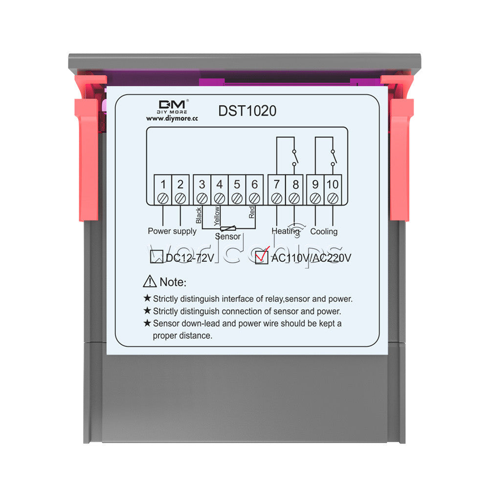 AC110-230V Digital DST1020 Dual Display Thermostat Temperature Controll  DS18B20