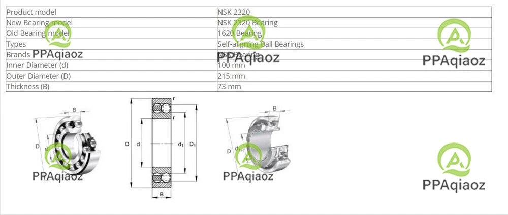 1PC NSK 2320 Self-Aligning Ball Bearings 100x215x73mm #P