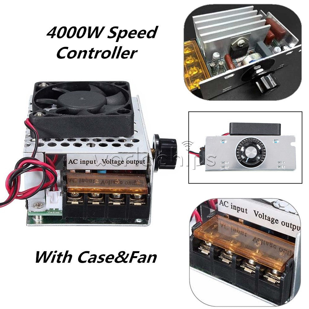 AC 220V 4000W Speed Controller with Fan Case Voltage Regulator Thermostat Dimmer