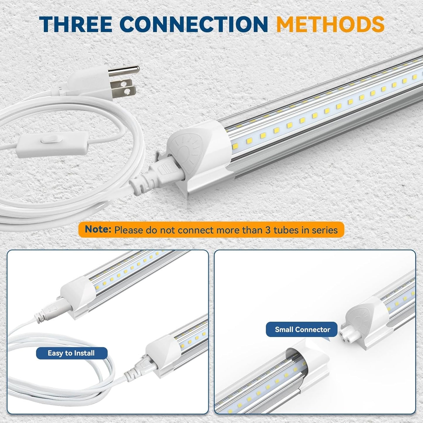 10-Pack 8FT 100W LED Shop Lights, 15000LM 6500K V-Shape Linkable Tubes