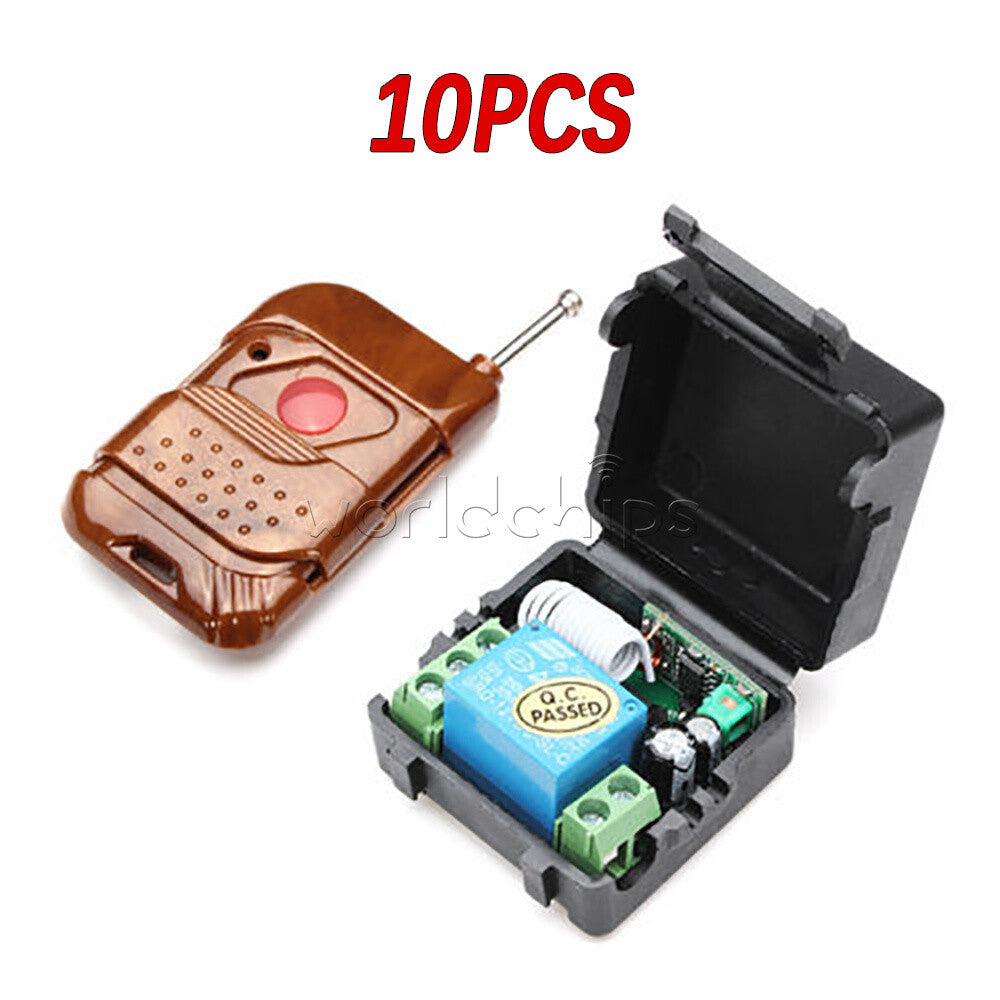 10PCS DC 12V  10A Wireless RF Remote Control Switch Transmitter Receiver Relay
