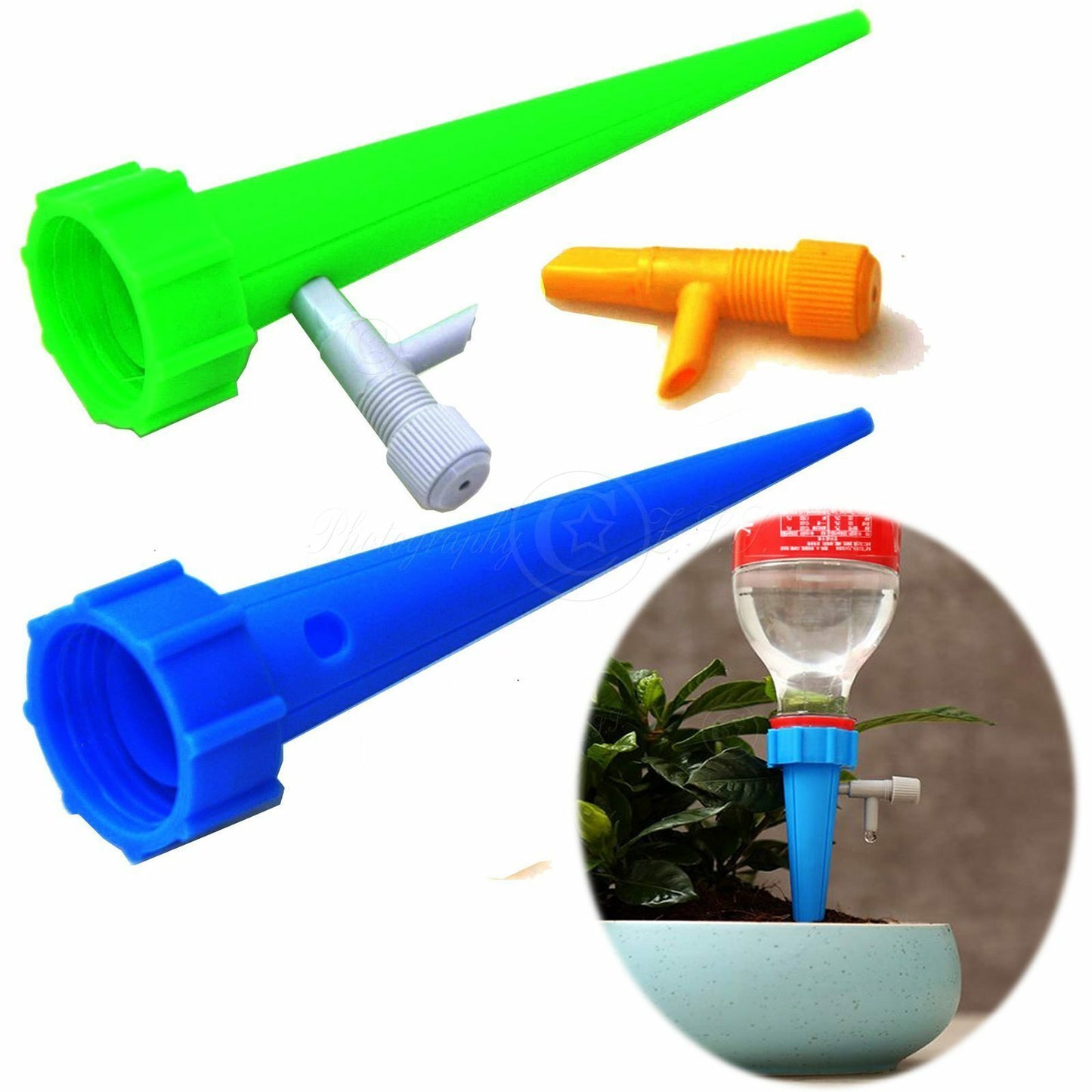 2x Automatic Adjustable Cola Bottle Drip Irrigation Flower Waterer When Vacation