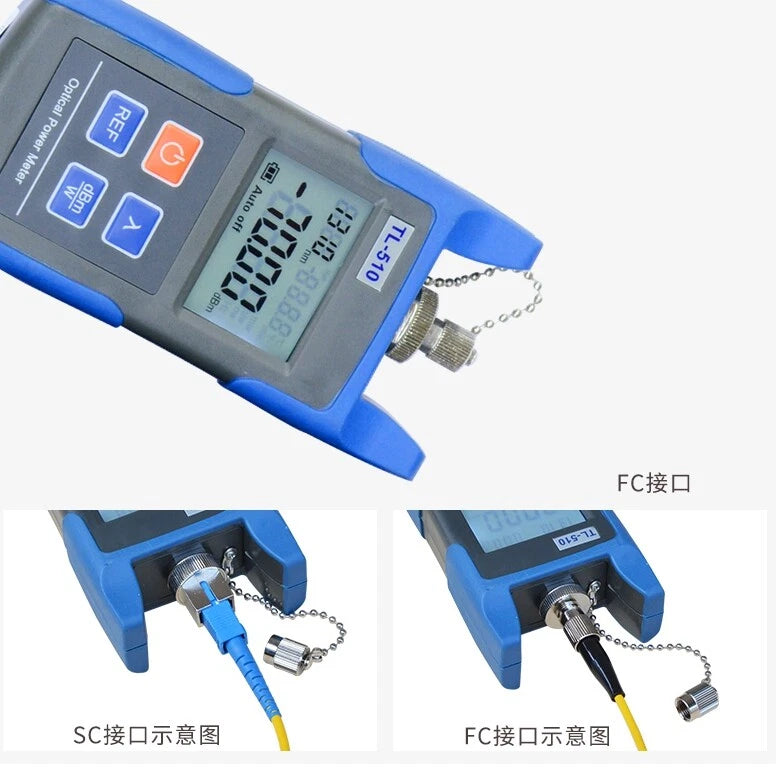 TL-510 Fiber Optic Power Meter Tool Optical Tester SC/FC Adapters -70~+10dbm