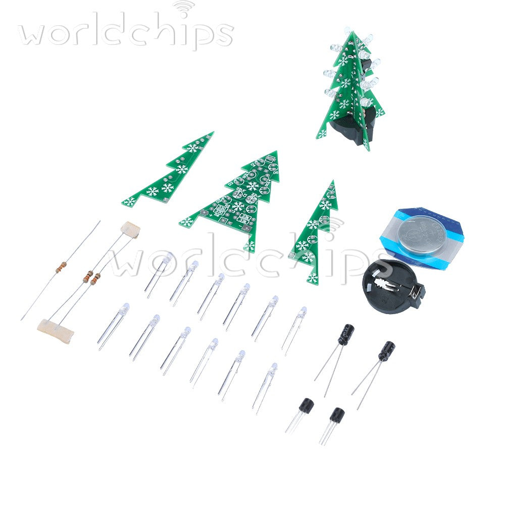 10set LED flash Christmas tree DIY kit Electronic Soldering Practice loose parts