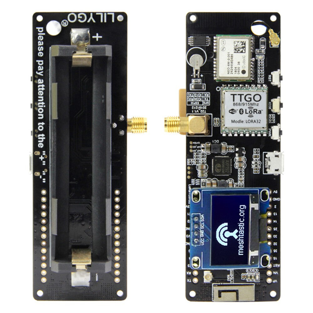 Meshtastic T-Beam V1.1 WiFi BLE Lora ESP32 GPS 18650 Battery Holder With OLED