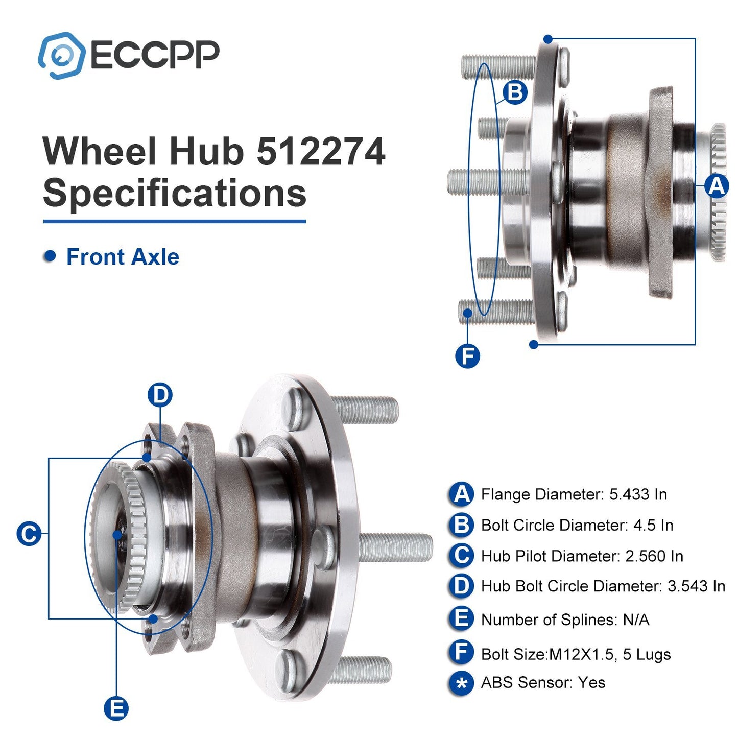 1Pc Rear Wheel Hub Bearing For Mitsubishi Galant Eclipse FWD W/ ABS 2005-2012