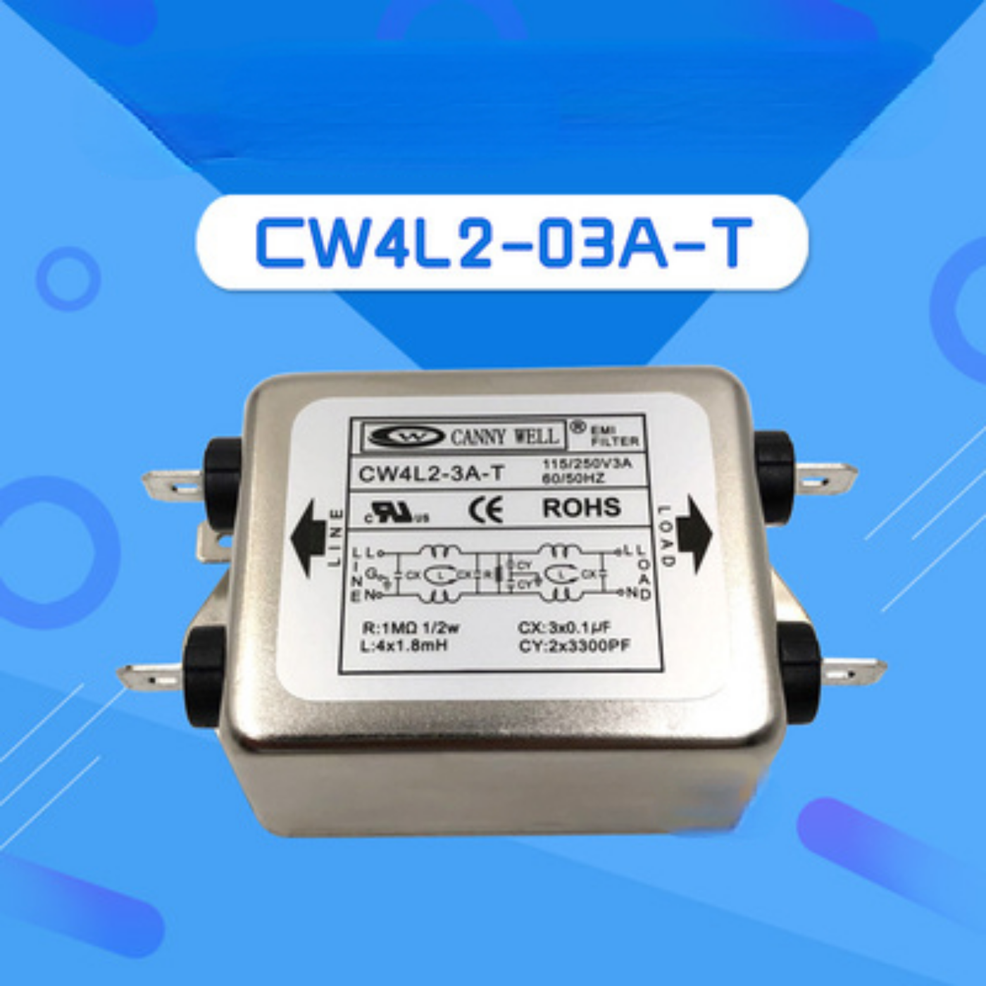 1pc EMI Filter for CANNYWELL CW4L2-03A-T Double Pole Filter 220V