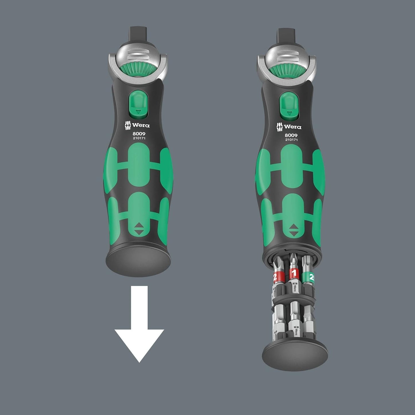 8009 Zyklop Pocket Ratchet Set - Imperial 2, 18 Pieces, Black Green, Compact