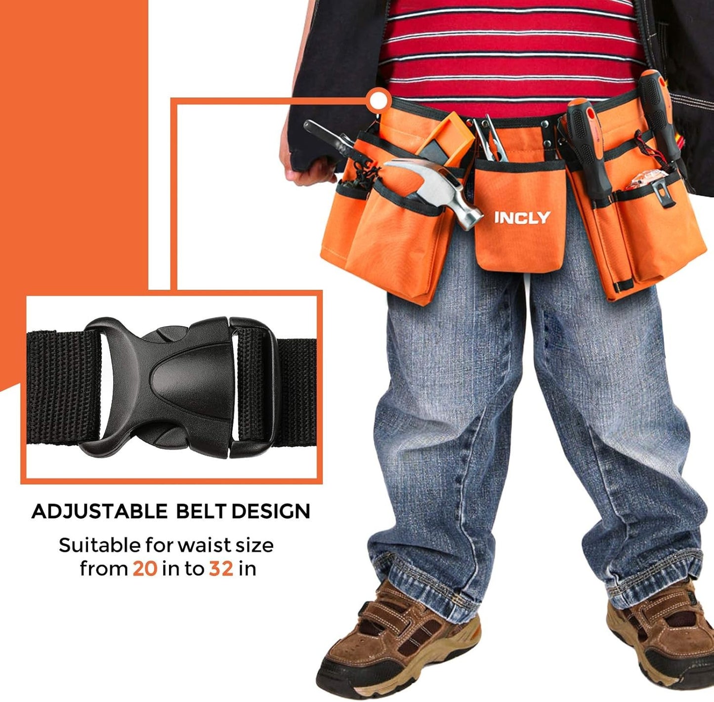 95-Piece Kids Real Tool Set, Includes Tool Belt & Bag, for DIY & Learning