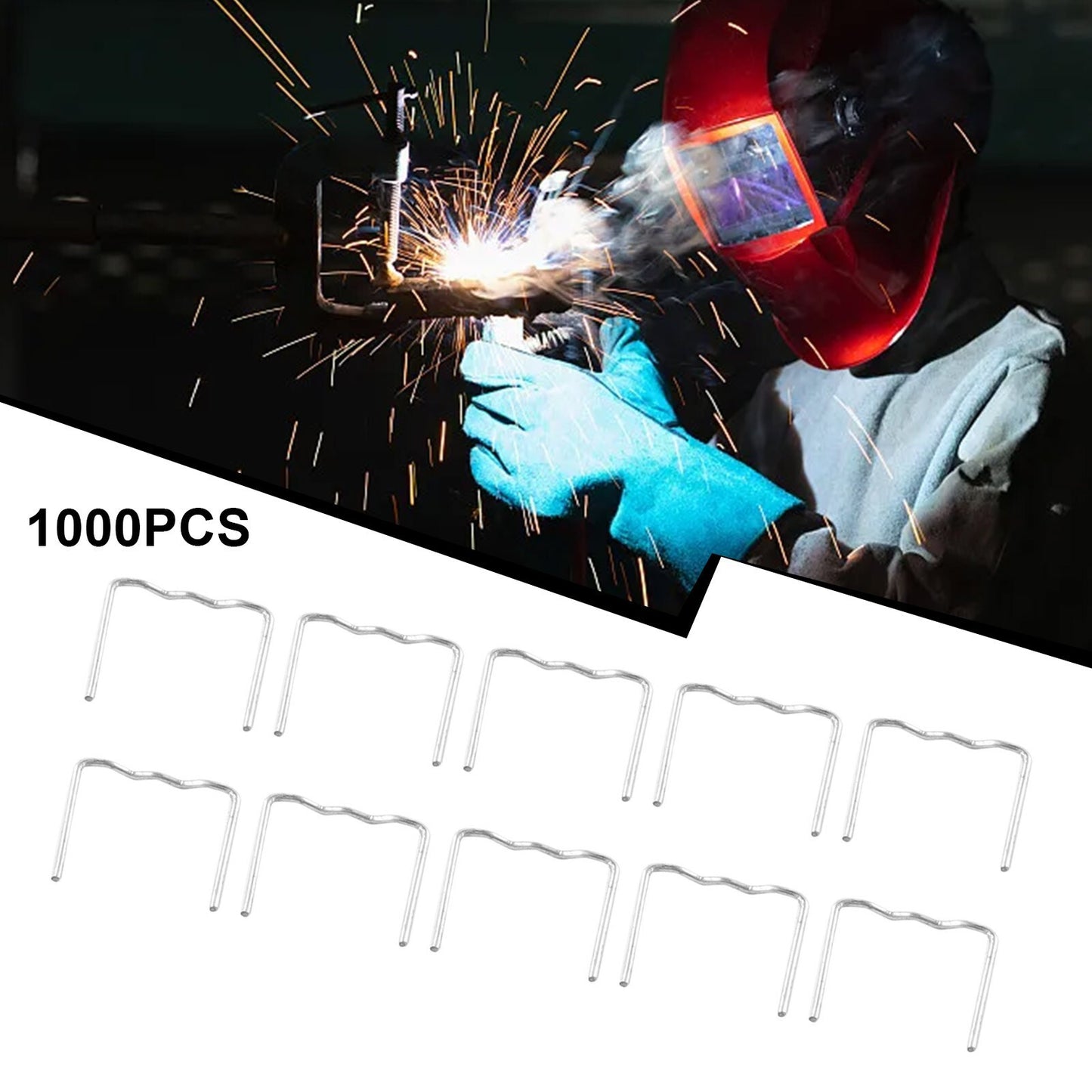 1000PCS Standard Pre Cut 0.8mm Flat Hot Staple For Plastic-Stapler Repair Welder